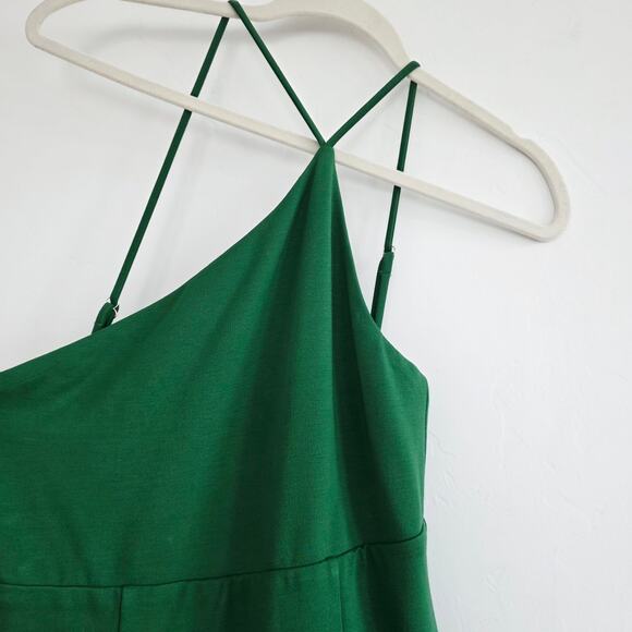 Lovers and Friends Green Asymmetric Neckline Kim Midi Dress Side Slit Size Small - Picture 8 of 11